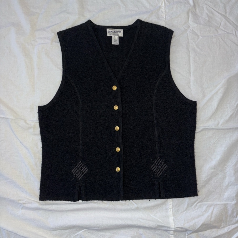 Pendleton Black Vest with Gold Buttons